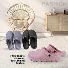 Comfortable Non-Slip Durable Deodorant Kitchen Shoes Monochrome Waterproof Oil-Proof Chef Shoes Indoor Casual Soft-Soled Slippers With Headgear Male And Female Alphabet Function Shoes Couple Beach Bag Head Sandals Black Gray Pink - Black - View 11