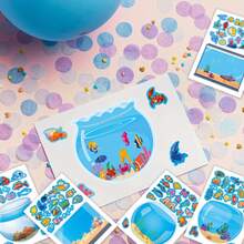 8/16 张水族馆鱼拼图贴纸、DIY 伪装贴纸、自制贴纸，适用于节日派对礼品袋、生日礼物 - 彩色 - 查看 5