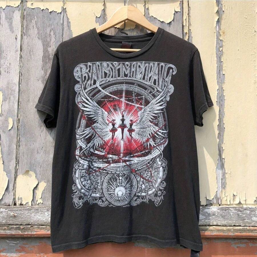 BABY METAL Japan Band T Shirt Unisex Graphic Tee Men Women Vtg NH14724 Men's Summer Round Neck Short Sleeved Casual Cotton Print Loose Round Neck Short Sleeve T-Shirt - màu đen - Xem 1