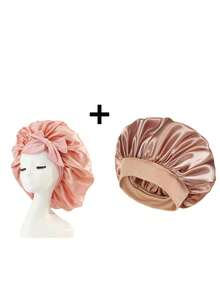 1/2pcs Luxurious Satin & Silk Bonnet For Sleeping - Adjustable Comfort Fit With Tie Band - Unisex Night Hair Protection For Men & Women Shower Towels For Beauty Salon, Hotel Sports,Home Essentials, Towel, Skin Care