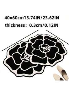 Alfombra de baño lavable con diseño floral, alfombra de baño antideslizante, alfombra de baño, secado rápido, diseño floral, alfombra de baño con camelias blancas y negras, alfombra suave y absorbente, decoración de Pascua para la entrada/duradera/fácil de limpiar/adecuada para sala de estar, dormitorio, entrada, cocina, baño, sala de juegos, estudio; alfombra lavable, alfombra de área para baño y cocina