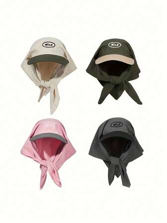 1pc Women's Personalized Color Block Headscarf, Letter Embroidered Baseball Cap, Suitable For Outdoor Leisure Sun Protection Quick-Drying Hat