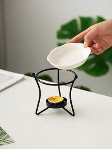1 pieza Soporte de aromaterapia, apto para aceites esenciales, marco de hierro con cerámica, decoración del hogar, herramienta de aromaterapia, diseño minimalista