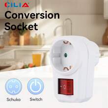 CILIA 1/2pcs Greate Plug Adapter With Switch,Switch Socket,Switch With Plug, For Home, Travel, Office School Use,White - EU F Type Plug(220-240V) - View 2
