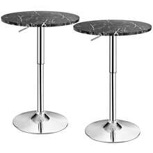 GOFLAME Modern Bar Table With Marble Patterns, Height Adjustable & 360° Swivel Counter Table, Multifunctional Round Pub Table, Counter-Dining Table For Home, Restaurant & Cafe - Black - View 9