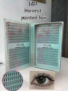 640 Stücke doppelseitige große Box 14D spitz zulaufende Wimpern 0,05 mm, einfach zu natürlichen, voluminösen und verlängerten Wimpern zu stylen