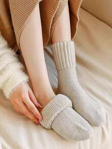 5 Paar Damen Dicke Socken, Super Dicke Schneesocken für Herbst/Winter, einfarbig, modisch & vielseitig - Verschiedenfarbig - Übersicht 2