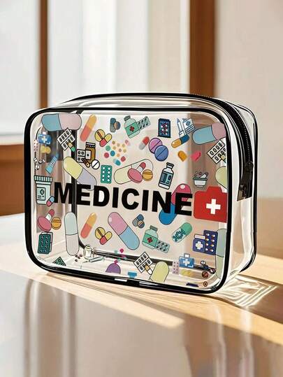 Nueva mini bolsa de maquillaje - Bolsa de aseo transparente, bolsa médica, artículos de viaje esenciales, bolsa de aseo de viaje portátil con cremallera, bolsa de aseo transparente impermeable para la playa, bolsa de almacenamiento transparente, bolsa de almacenamiento de cables y puertos USB, bolsa de cosméticos de PVC estándar de aviación aeroportuaria para almacenar medicamentos, kits médicos, etc.