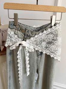 1pc Lace Trim Sarong Pareo Wrap Skirt, Beach Cover Up For Summer