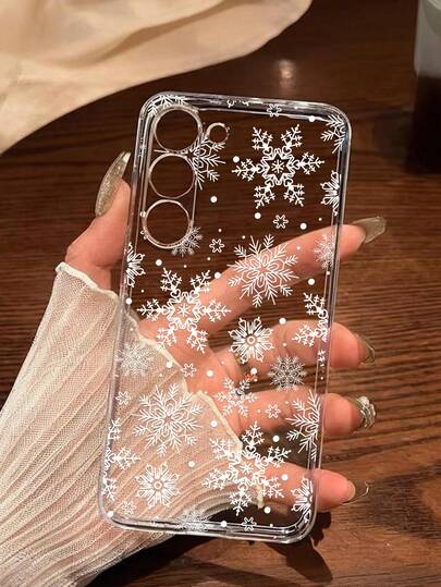 1 pièce Étui de téléphone doux en forme de flocon de neige pour Noël et l'hiver, compatible avec 17/17 Air/17 Pro/17 Pro Max, Honor, Redmi, Galaxy A04e/12/A13/A14/A34/A50/A52/A53/A54/S21/S22/S23/S24/S25/S25Ultra, 6A/7A/8A, 12T/13T