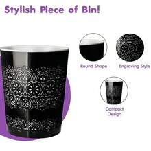 HOMION 9 Litre Flora Waste Container Basket Storage Bin For Office Room Bathroom Usage Light Floral Plastic Smooth - Black - View 10