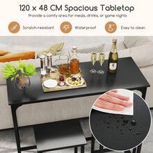 GOFLAME 3 Piece Counter Height Table Set, Industrial Kitchen Table & 2 Stools With Footrests, Rectangular Pub Table & Chairs For Small Space Apartment Breakfast Nook Dining Room - Black - View 8