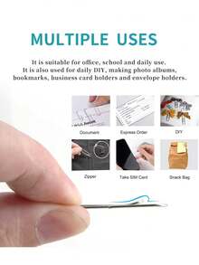 100/200/300pcs Metal Silver Paper Clips, Stainless Steel Bookmark Paper Clips Organizer, Office And School Supplies - Multicolor - View 9