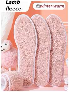 1pair Winter Plush Insole, Padded And Thickened Can Be Cut Fur Body Sweat Moisture Soft And Comfortable Warm Insole