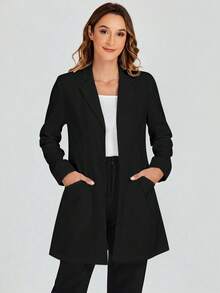 cimmuovere White Long Sleeve Laboratory Surgical Gown, Nurse Scrub Uniform, Scrub Uniform, Dentist Scrub Uniform Jacket Black Spring - Black - View 3