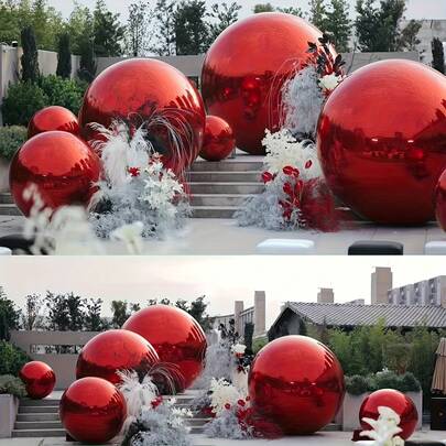 1 szt. gigantyczny czerwony balon foliowy 4D z aluminium – 60/50/32/22 cala, wielokrotnego użytku, metaliczny balon foliowy, powierzchnia odblaskowa, odpowiedni na wesele, Boże Narodzenie, urodziny, Święto Dziękczynienia, dekoracje imprezowe, dekoracje na wydarzenia, dekoracje świąteczne, łatwy w montażu, najbardziej odpowiedni na Boże Narodzenie