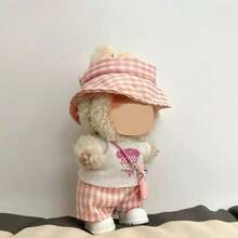 [Solo ropa] Nuevo muñeco de peluche creativo de 17 cm de la 1ra/2da/3ra generación Labobo con conjunto de ropa casual a cuadros lindo y cambiable para Labubu