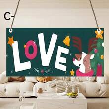1 PIEZA Cuadro decorativo colgante de madera - Hermoso mural para el hogar, dormitorio y oficina, regalo ideal para seres queridos - Decoraciones navideñas/Regalos de Navidad/Decoraciones navideñas, Placa de pintura de panel única Colgantes para decoración de habitaciones - Ideas de regalo de decoración navideña vintage - Tablero de madera - rectangular - Ver 4