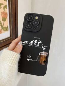啤酒爱好者手机壳，趣味啤酒状态变化表情包图案，黑色哑光防摔，凸起摄像头保护，幽默创意印花，防水防尘，适合日常通勤/派对必备，节日配件，兼容和Galaxy，国际版，非国内版 - 彩色 - 查看 7