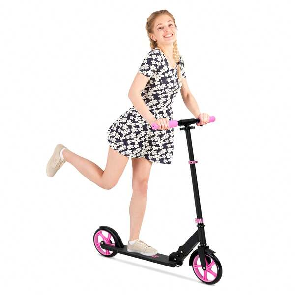 Advwin Advwin Kick Scooter Folding Scooter 3 Adjustable Height For Ages 6+ Kid Teens Pink & Black