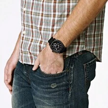 Fossil Men's Mechanical Chronograph Wristwatch, Black Dial, Black Silicone Strap, Model FS4487 - Black - View 6