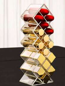 1pc Acrylic Transparent Desktop Cosmetic Organizer For Powder Compact Cosmetic Palette, Dust-Proof Drawer Storage Box, Makeup Tool Display Rack - Clear - View 14