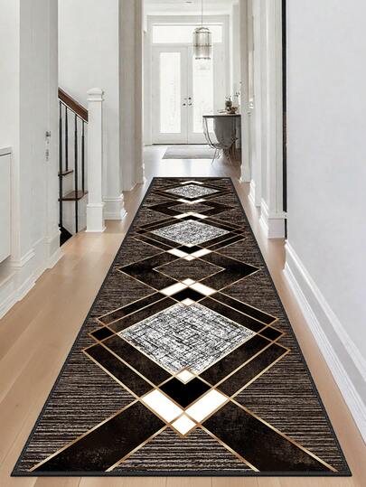 1 pieza Alfombra estampada, adecuada para dormitorio, pasillo, etc., absorbente y suave, fácil de limpiar, también se puede usar como decoración de cocina, felpudo de cocina, material de lana sintética, resistente a las manchas, uso en interiores y exteriores, aplicable para entrada, dormitorio, decoración del hogar, disponible en varios colores, también adecuada para sala de estar, dormitorio, lavandería, lavable a máquina.