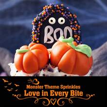 Stropi de Halloween, stropi cu tematică de monștri pentru decorarea torturilor, amestec de stropi de zahăr cu confetti comestibile cu ochi de bomboane, bomboane de copt în vrac pentru decor de tort, cupcake, biscuiți, decorațiuni de înghețată, temă înfricoșătoare de Halloween, trucuri sau tratații, consumabile pentru petrecere