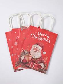 4/8/12 pièces Sacs-cadeaux de Noël en papier kraft, sacs en papier vintage à tenir à la main avec motifs du Père Noël, du sapin de Noël et du bonhomme de neige. Sacs-cadeaux de Noël, sacs fourre-tout pour fête de Noël, sacs-cadeaux pour fête de Noël, décorations de Noël, décorations de cuisine et de table, parfaits pour anniversaire, famille, rangement et courses