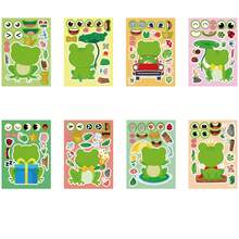 8/16 件青蛙拼图贴纸 睡莲、蝴蝶和青蛙装饰艺术、DIY 装扮贴纸 适合派对礼物、生日礼物、奖励
