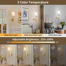 2sets Gold/Black Rechargeable Battery Driven Wall Lights With A 15 Color Temperature Adjustable Remote Control, Battery Powered Non Hard Wired Wall Lights For Bedroom, Farmhouse, Bedside Reading Lights