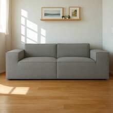 FABATO Sofa para Sala de 2 Plazas Sillon Memory Foam con Tejido de Terciopelo Que Brinda una Textura Suave Sillones para Sala con Bordes acolchonados Elegante y Duradero Gris - Gris - Ver 2