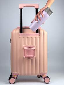 Mala De Bordo Viagem Padrão Anac 10kg Abs Resistente | Rodinhas Dupla 360° Cadeado Embutido Entrada Usb Zíper Expansivel - Rosa Bebê - Visão 5