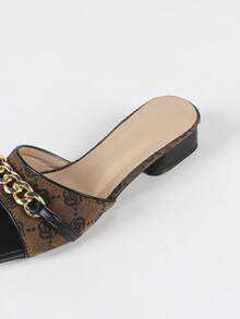 Women's High Heel Sandals, Fashion Chunky Heel Color Block Fairy Style Open Toe Slides, Square Toe Color Block Beach Casual Sandals, Ladies Work Commute Sandals