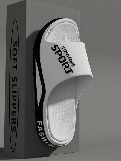 Men's Spring To Summer Slide Sandals, Suitable For Indoor/Outdoor Casual Walking, Flat Slip-On Slippers, Outdoor Beach