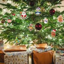 24 Pack Christmas Craft Stickers Set Santa Christmas Tree Reindeer Snowman DIY Sticker Ornament Crafts Make Your Own Christmas Hanging Ornament Making Kit For Holiday Xmas Party Decoration