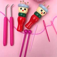 Set de 2 juegos de telar de punto, juego de tejer muñecas de madera adorables, kits de tejer francés, herramientas DIY para tejer pulseras