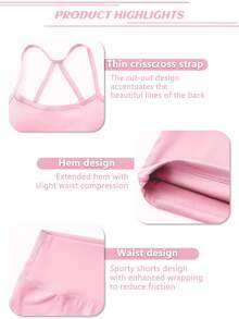 NcmRyu 1 套女式无缝弹力瑜伽健身网球训练工字背心和短裤运动服套装