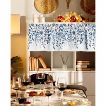 Blue Eucalyptus Valance Curtains For Windows, Fall Botanical Floral Valance, Light-Filtering Polyester Machine Washable Home Decor, 18x60Inch, Valance For Bedroom Kitchen - 彩色 - 查看 7
