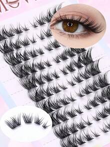 80pcs 40D DIY Eyelash Extension D Curl Individual Lashes Mixed Tray Faux Mink Eyelash Extension Black Single Lash Extension Thin Invisible Band DIY False Lashes Beginner 5 Seconds Series