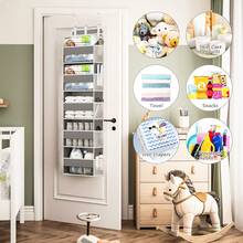 1PC Over The Door Storage Organizer With Pockets, 10 Mesh Side Pockets, About 40 Lbs Weight Capacity, Door Hanging Organizers And Storage For Bedroom, Bathroom, Nursery, Pantry, Dorm - Xám - Xem 10