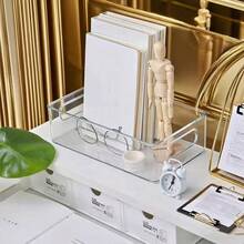 1 pieza Caja de almacenamiento de escritorio transparente, organizador de cajón, canasta de almacenamiento de artículos varios de acrílico para papelería y dormitorio