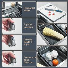 Regalo de Navidad Fregadero de Cocina en Cascada(60*45cm) Fregadero de Cocina Empotrado Tazón Individual 04 Estación de Trabajo de Fregadero de Cocina de Acero Inoxidable con Grifo Extraíble y Múltiples Accesorios Regalo de mudanza - Blanco (60 cm * 45 cm) - Ver 6