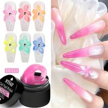 Mtssii 4PCS/Set 8ml Glass Jelly Non Stick Hand Extension Gel Nail Polish For 3D Carved Flower Nail Art Acrylic Gel Varnish Solid Builder Gel,Nail Art Building UV Gel Milky Jelly Hard Gel For Nail Painting Carving Tools - 彩色 - 查看 6