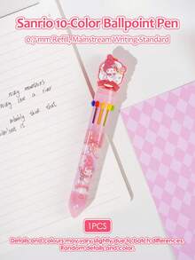 Sanrio Penna a sfera retrattile di alta qualità Sanrio da 0,7 mm, penna a sfera retrattile a tema Melody, Kuromi, Pompompurin, penna decorativa per scrivere, disegnare, forniture per ufficio e scuola per ragazze