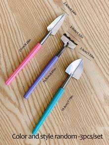 1/3 套装 [每套 3 件] 园艺迷你多肉植物松土花铲带手柄，用于园艺挖掘，手动工具