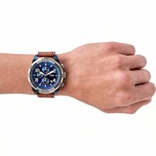 Fossil Chronograph Luggage Blue Dial Brown Leather Strap Watch For Men FS5829 - Blue - View 5