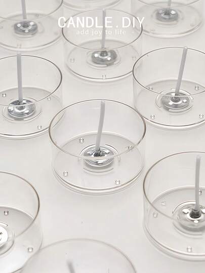 12 peças de suportes para velas redondos transparentes, resistentes ao calor e retardantes de chamas, adequados para ferramentas de fabricação de velas perfumadas DIY