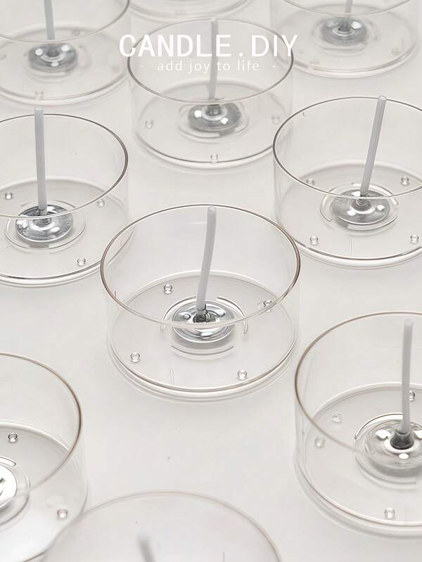 12 Stücke transparente, flammhemmende PC-Kerzenhalter hitzebeständig, rund, geeignet für DIY duftende Kerzenherstellung