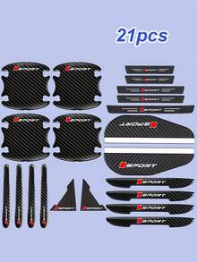 21 Stücke Autoaccessoires - Schwellenschutzaufkleber, Rückspiegel-Sonnenschutz, Türgriff-Schutzfolie, Aufprallschutzstreifen & kratzfeste Ecken - passend für alle Fahrzeuge, Fahrzeugsicherheitsverbesserung, strukturierte Griffoberfläche